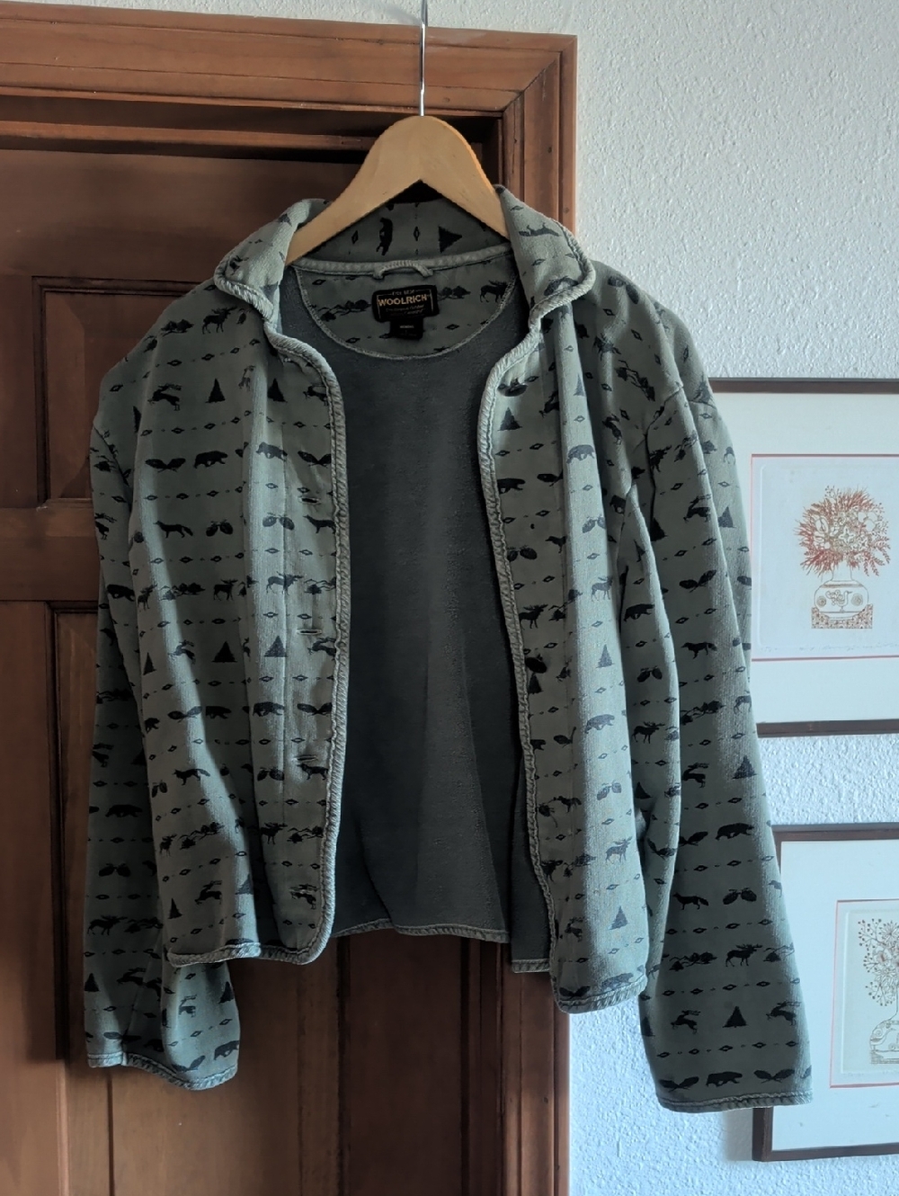 Woolrich Light Gray Patterned Zip Hoodie